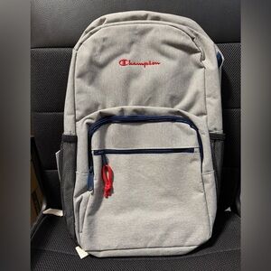 NWT- Brand New Champion Gray Backpack with Red Accents